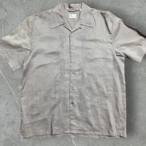 Visitor Vintage 90s Lilac Purple Button Down Linen Embroidered Shirt Men's Large